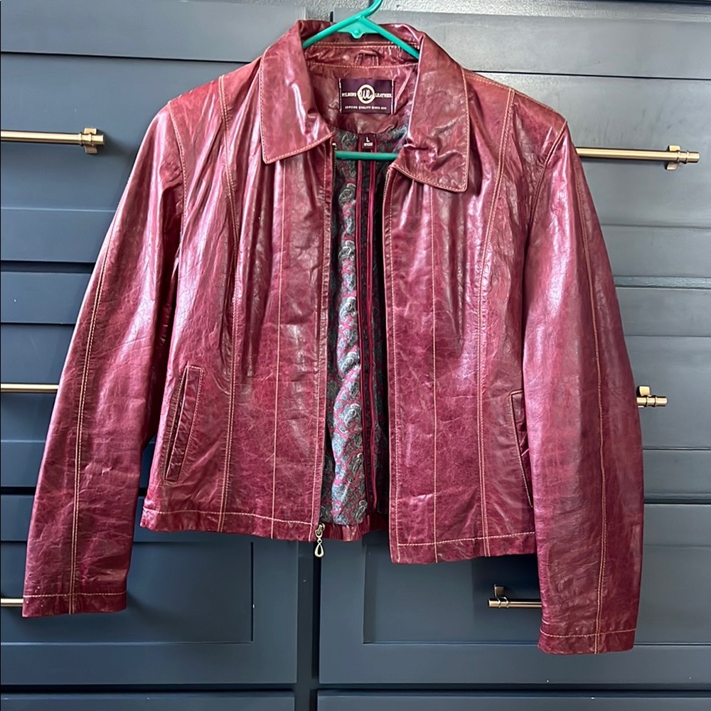 Wilsons Leather Red Leather Jacket Classic Style